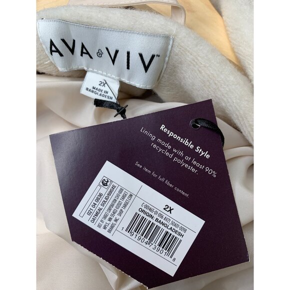 NWT Womens Ava & Viv Oatmeal Belted Trucker Shirt Coat 2X Plus Fleece RZ10405 - Picture 9 of 13